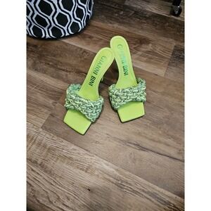Gianni Bini Lime Green Braided Heeled Mules Size 12M